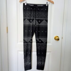 Icebreaker Merino Wool Base Layer Leggings – Small – Geometric Print #202